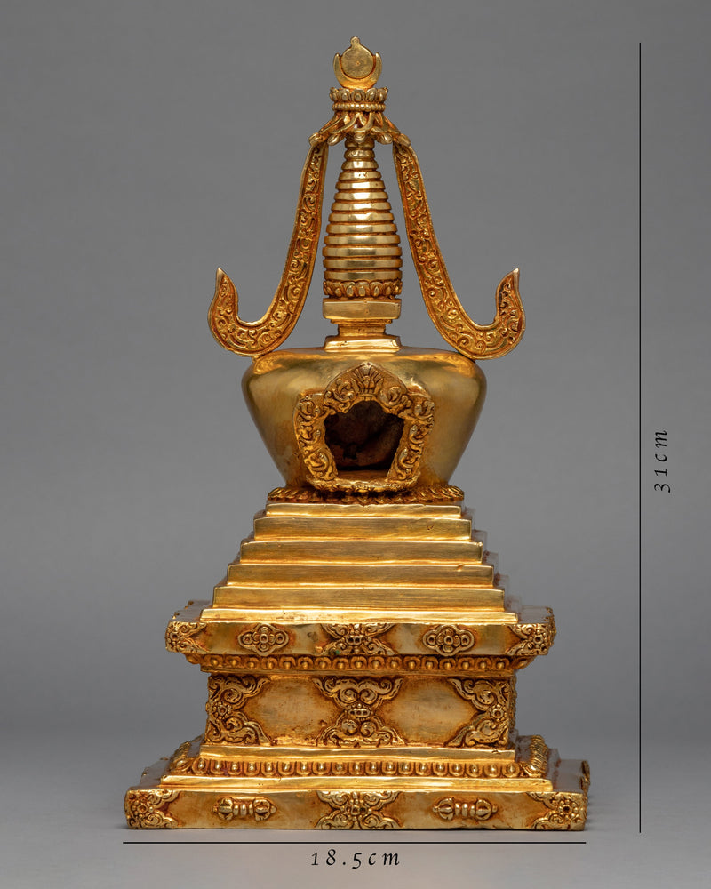 Tibetan Buddhist Stupa | 24K Gold Plated