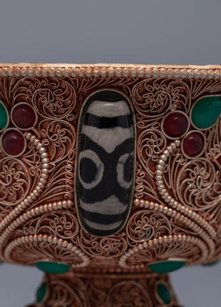 Buddhist Offering Bowls | Gold Plated Bowl With Gemstones Embed