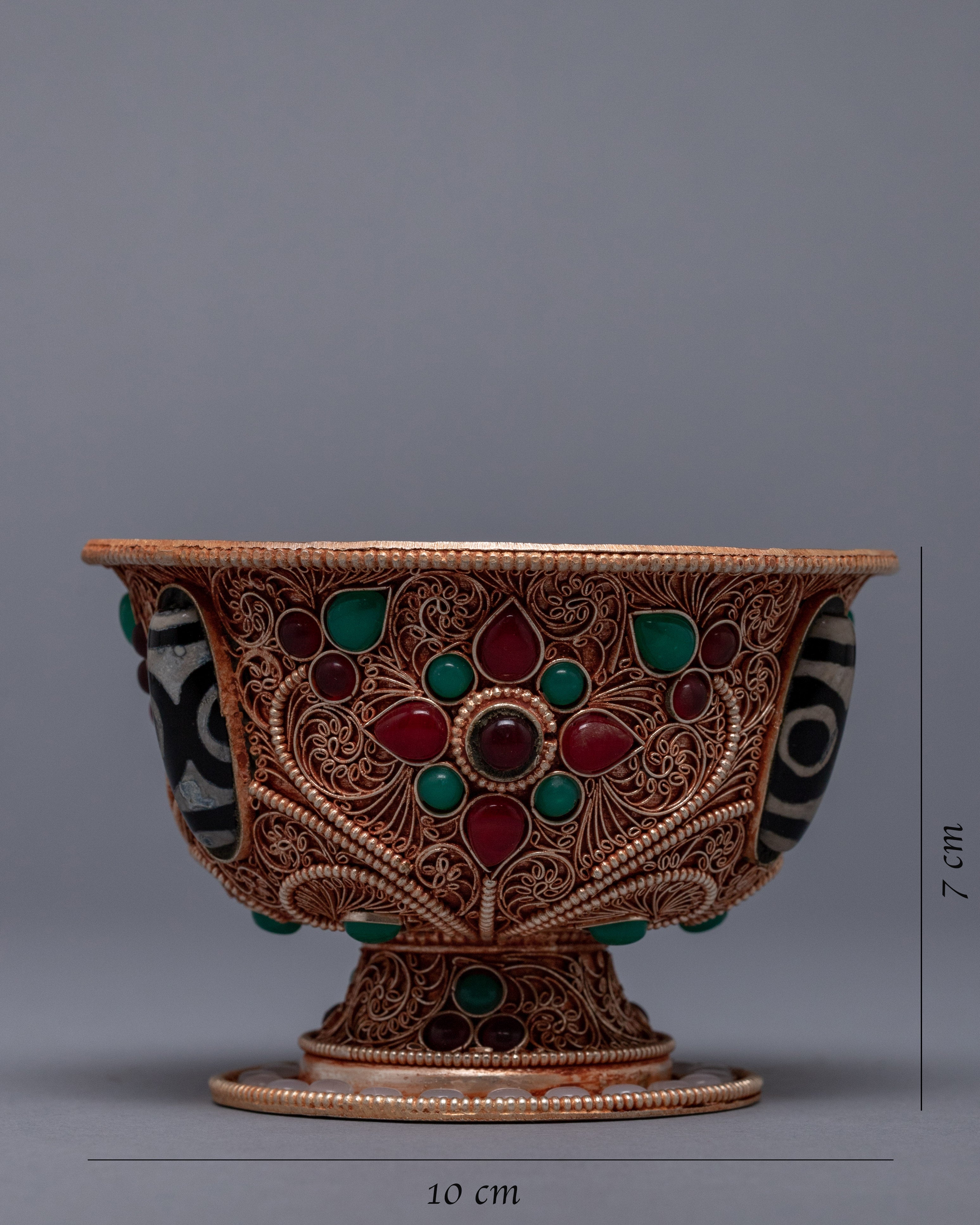 Buddhist Offering Bowls | Gold Plated Bowl With Gemstones Embed