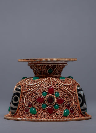 Buddhist Offering Bowls | Gold Plated Bowl With Gemstones Embed
