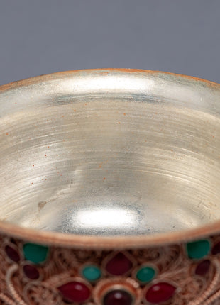 Buddhist Offering Bowls | Gold Plated Bowl With Gemstones Embed