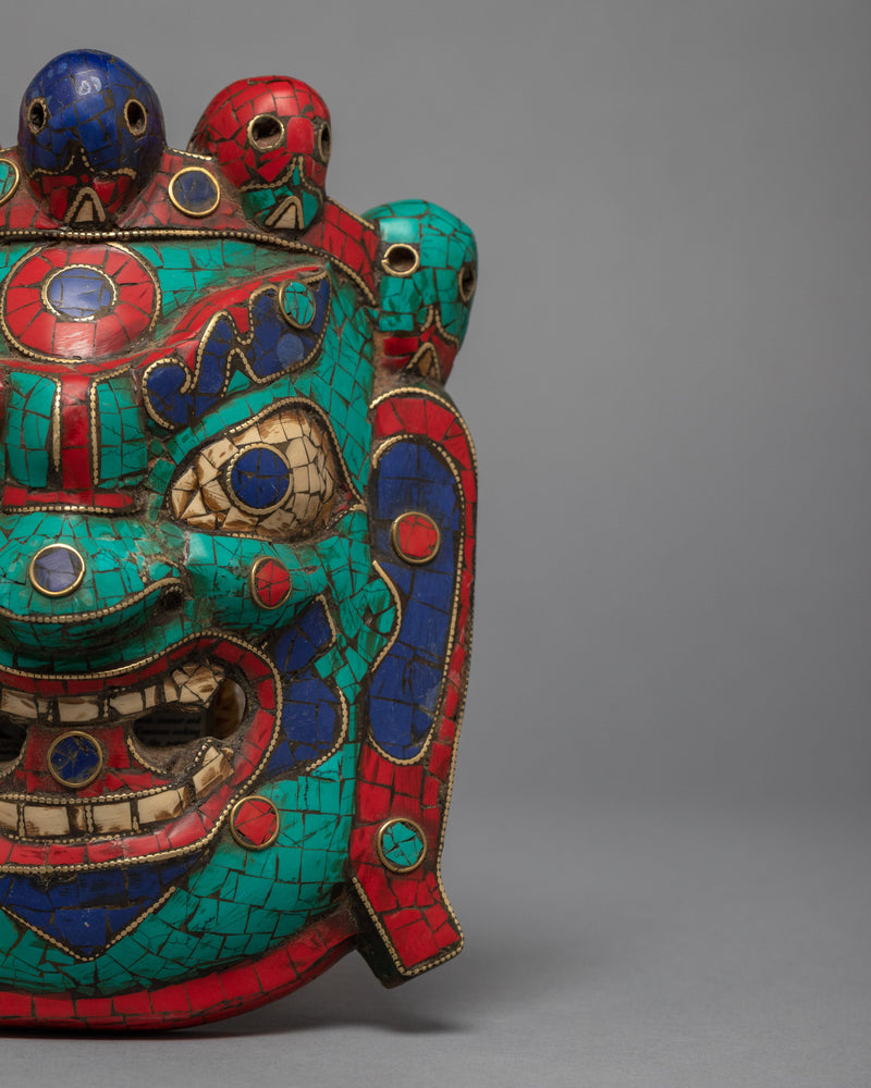 Tibetan Protective Bhairva Mask | Gemstones Inliad Mask