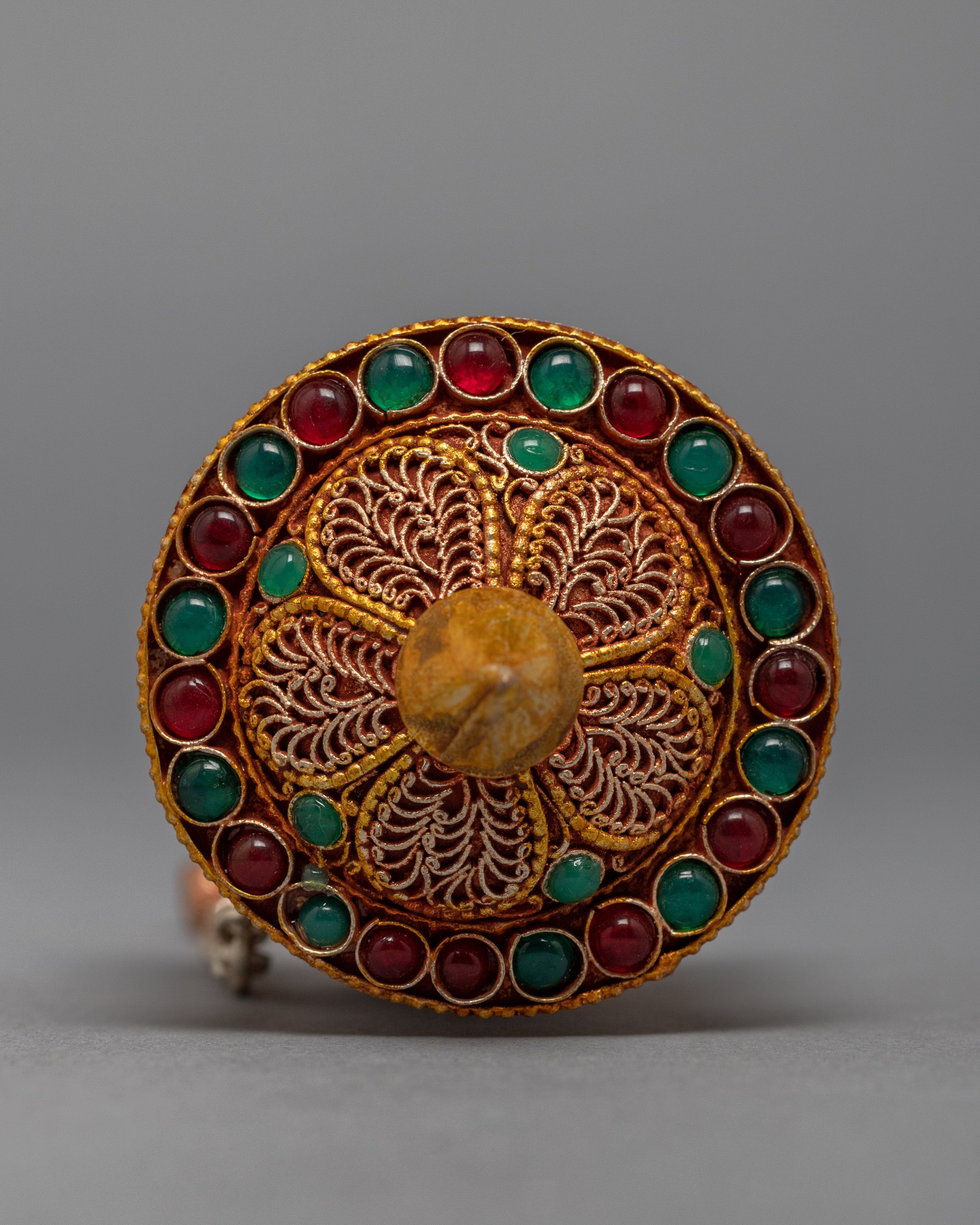 Handheld Prayer Wheel | Gold Plated Wheel