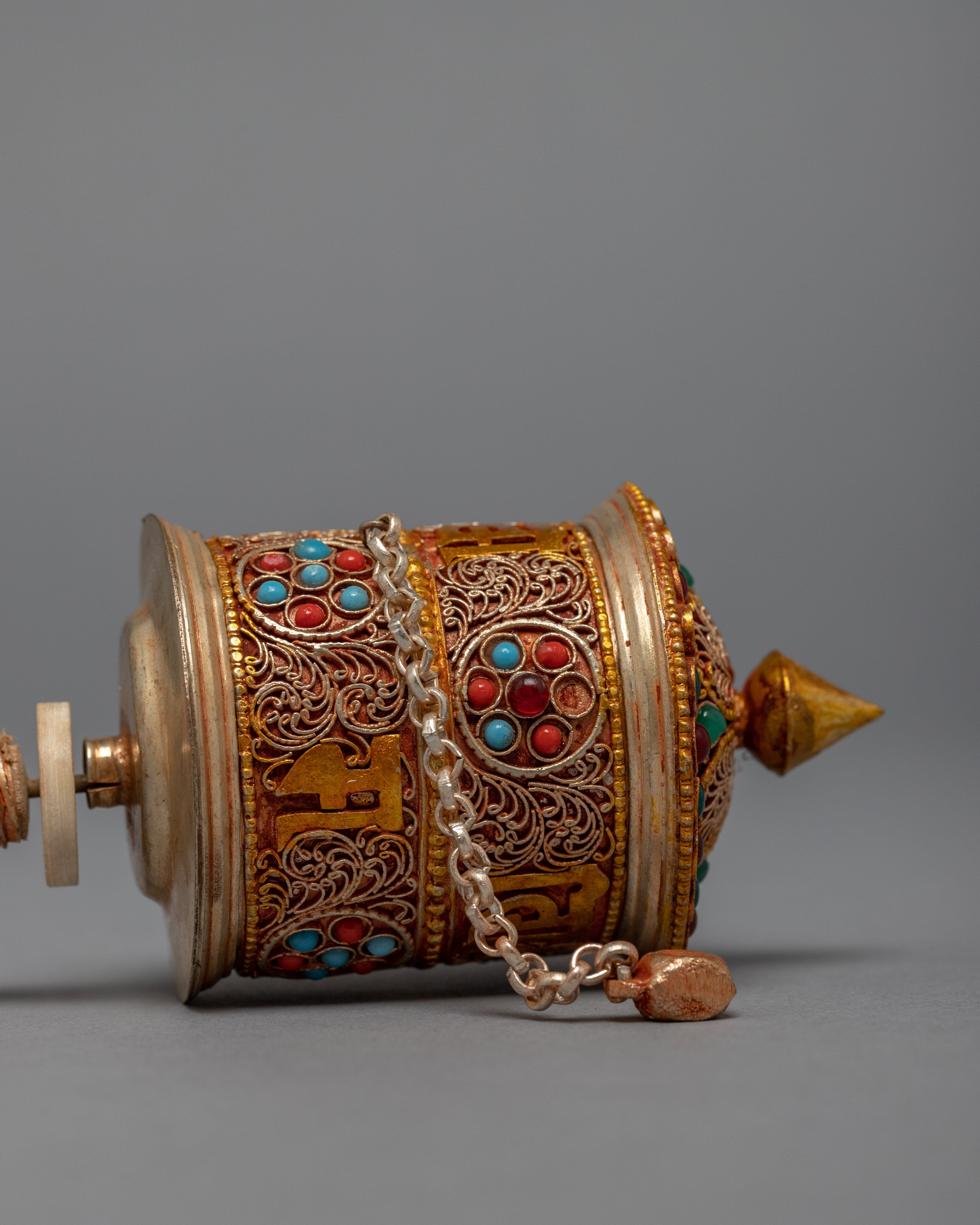 Handheld Prayer Wheel | Gold Plated Wheel