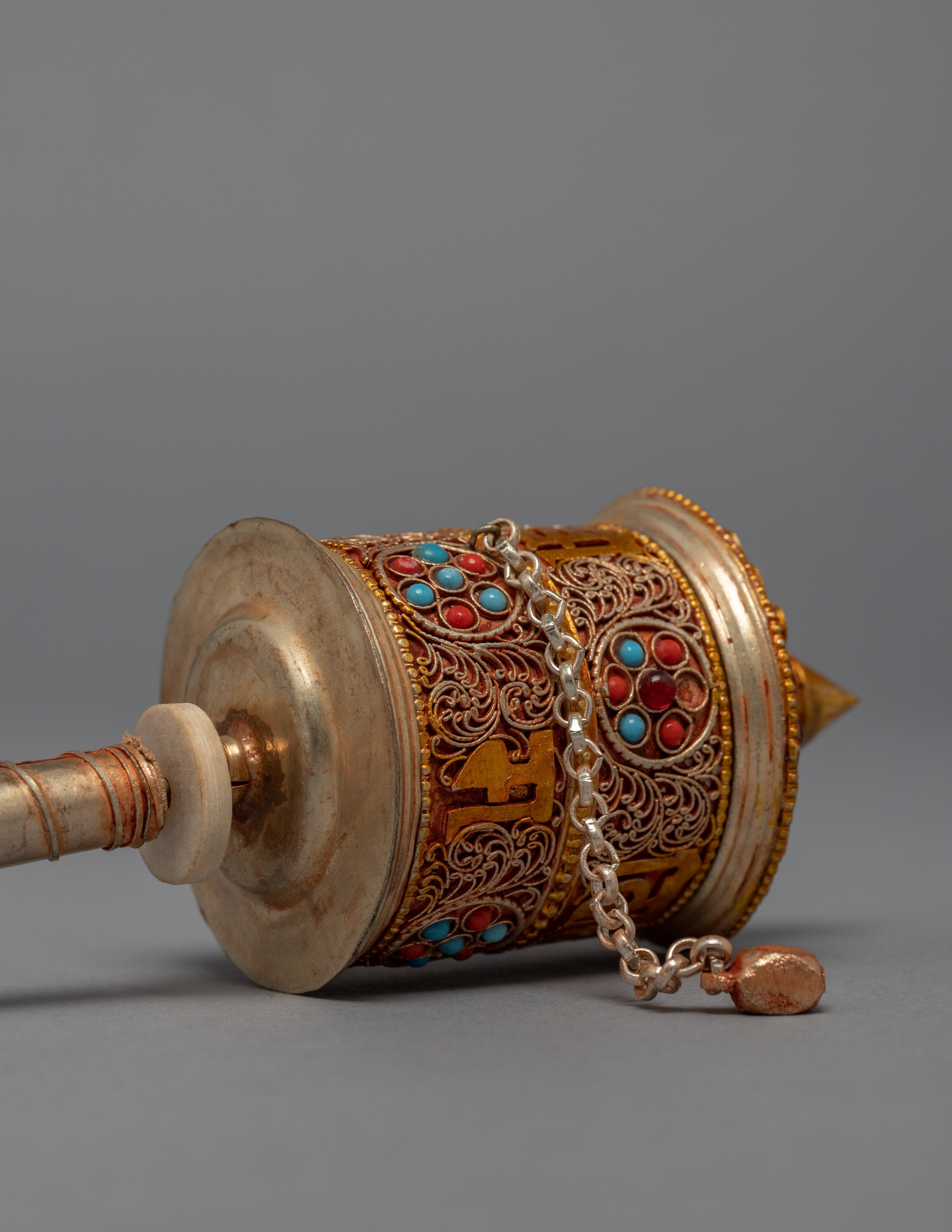 Handheld Prayer Wheel | Gold Plated Wheel