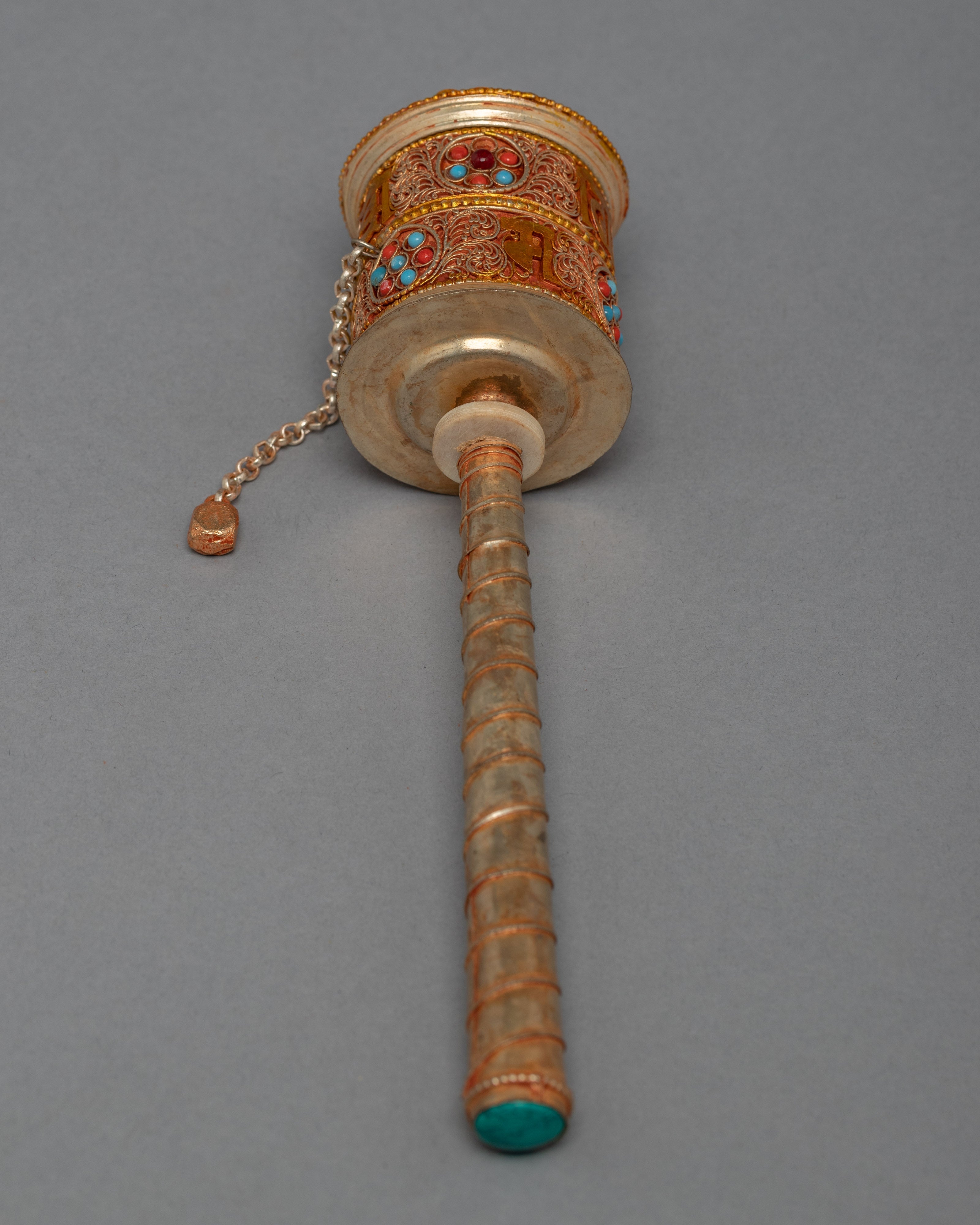 Handheld Prayer Wheel | Gold Plated Wheel
