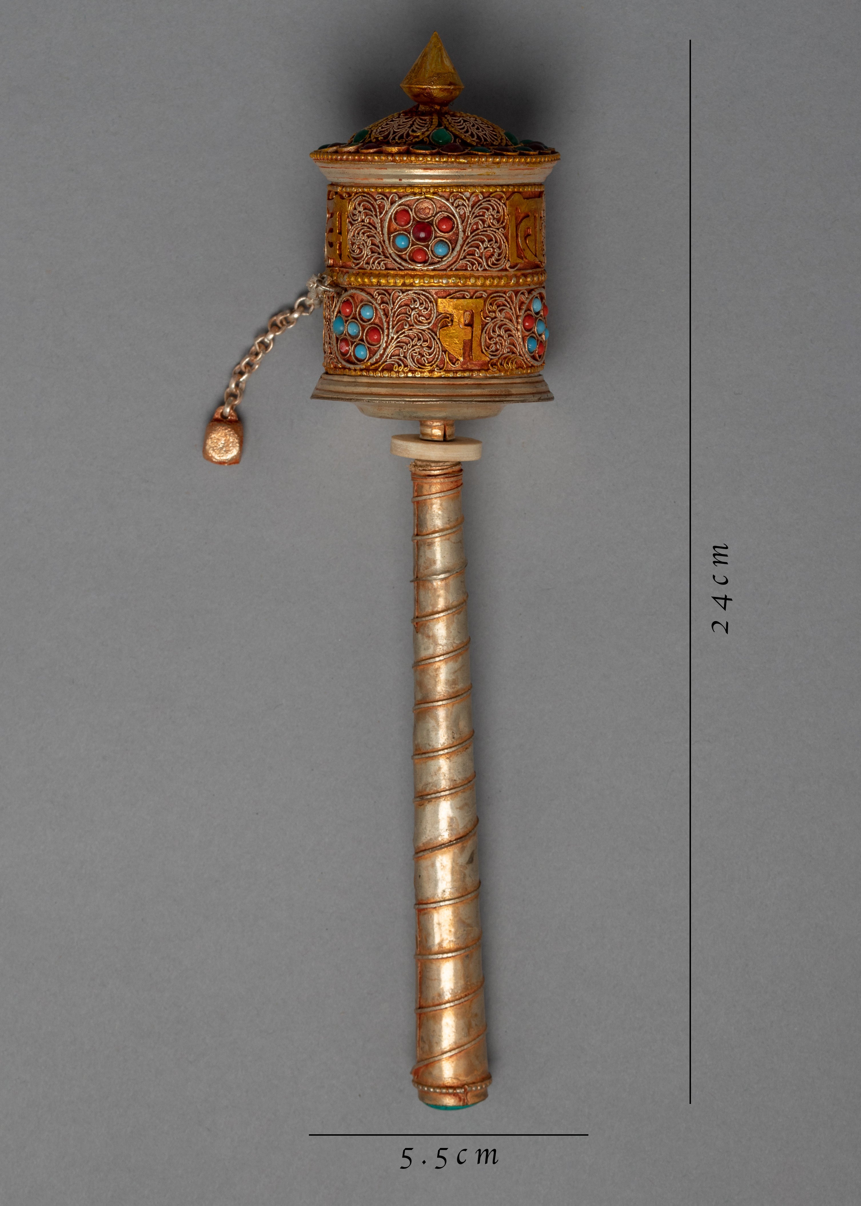 Handheld Prayer Wheel | Gold Plated Wheel