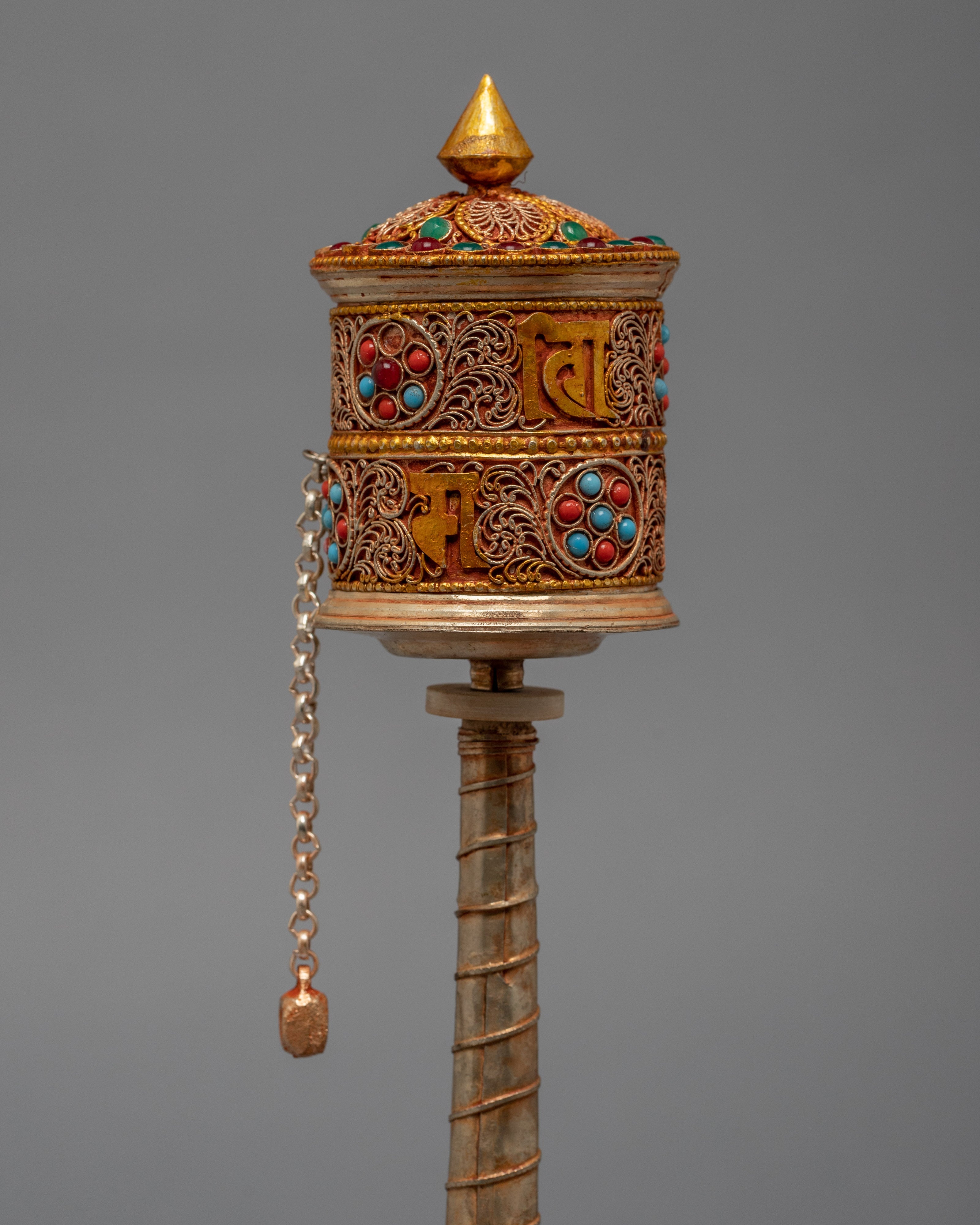 Handheld Prayer Wheel | Gold Plated Wheel