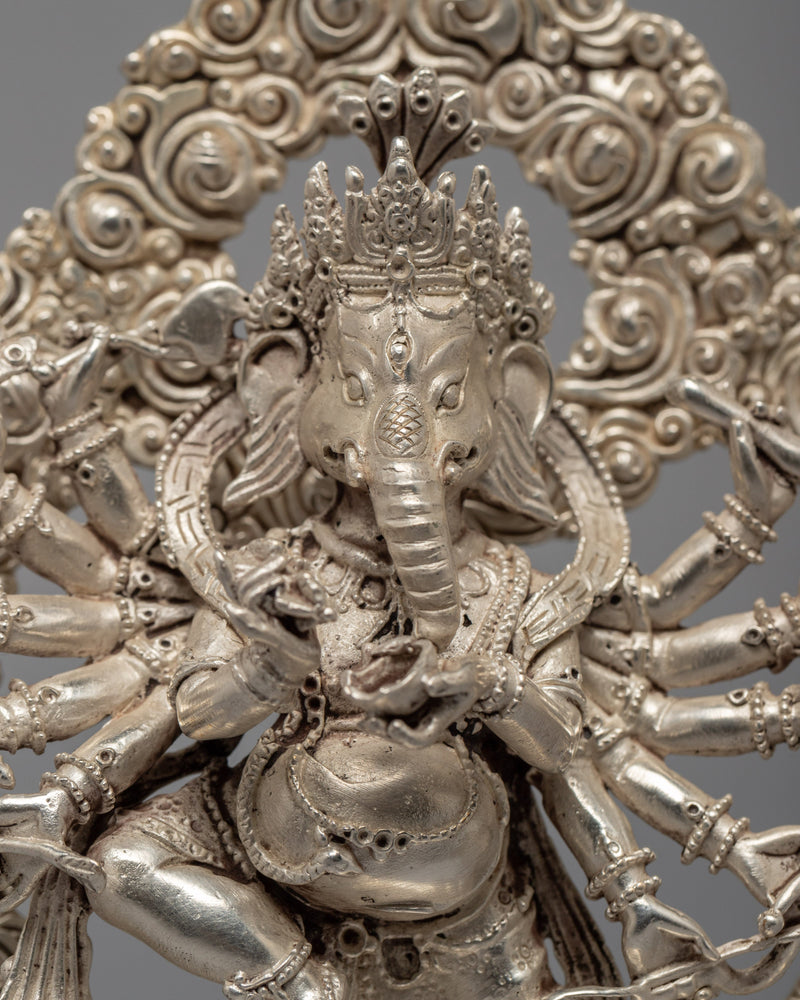 Ganesha Statue | Silver-plated Buddhist Statue