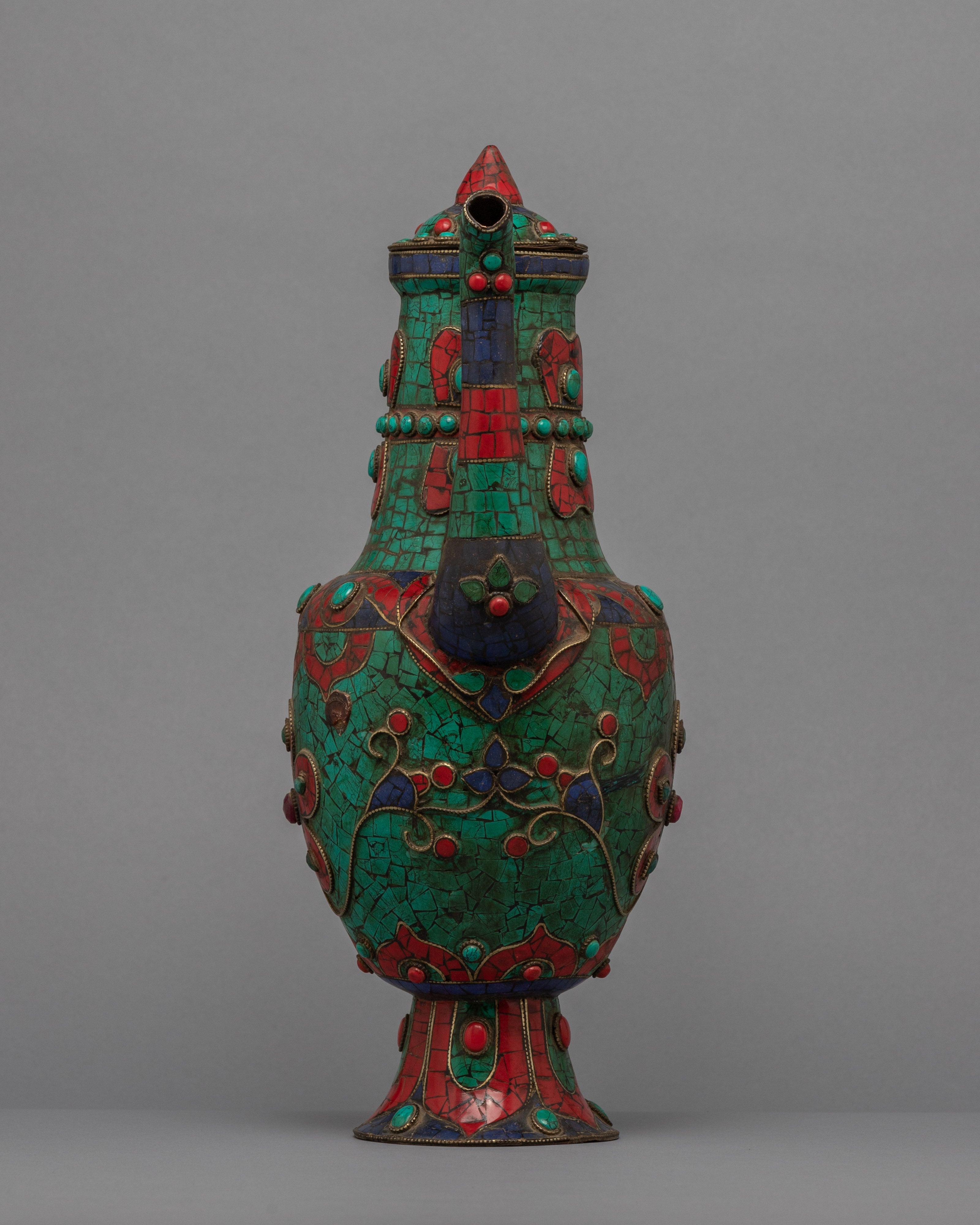 Large Tea Pot | Buddhist Pot with the Gemstones Embedded