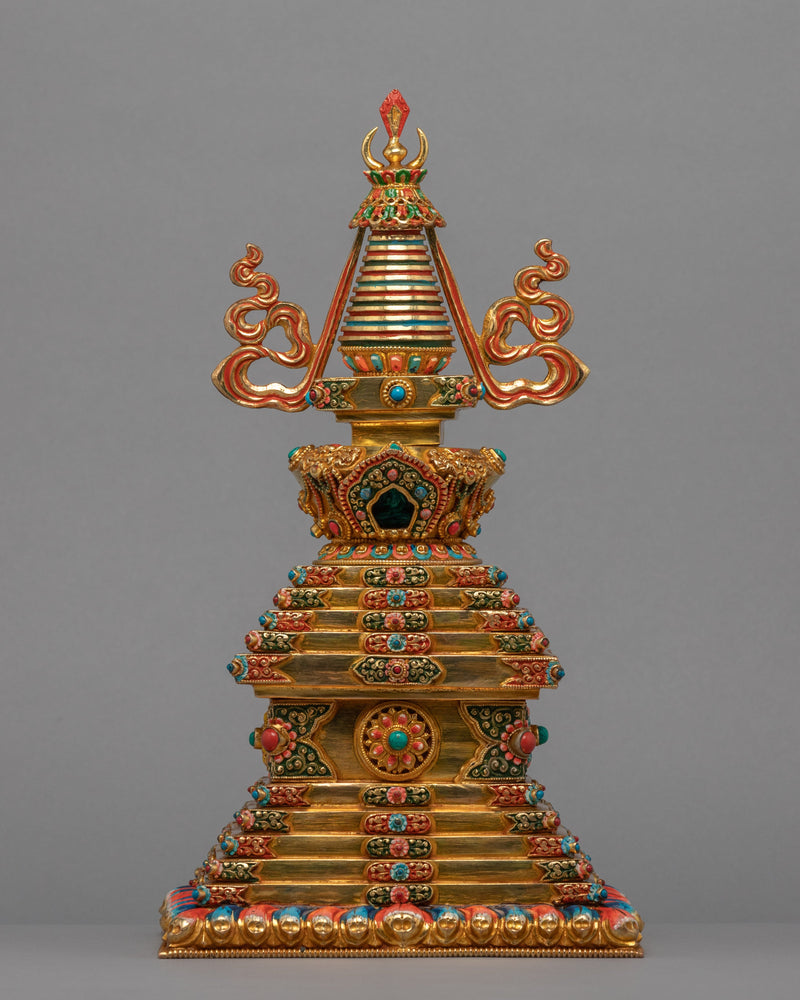 Gold Plated Stupa | Buddhist Home Decor