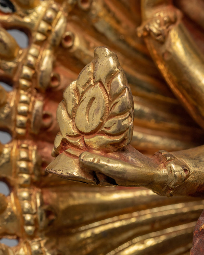 1000 Armed Chengrezig Statue | 24K Gold Plated Sculpture