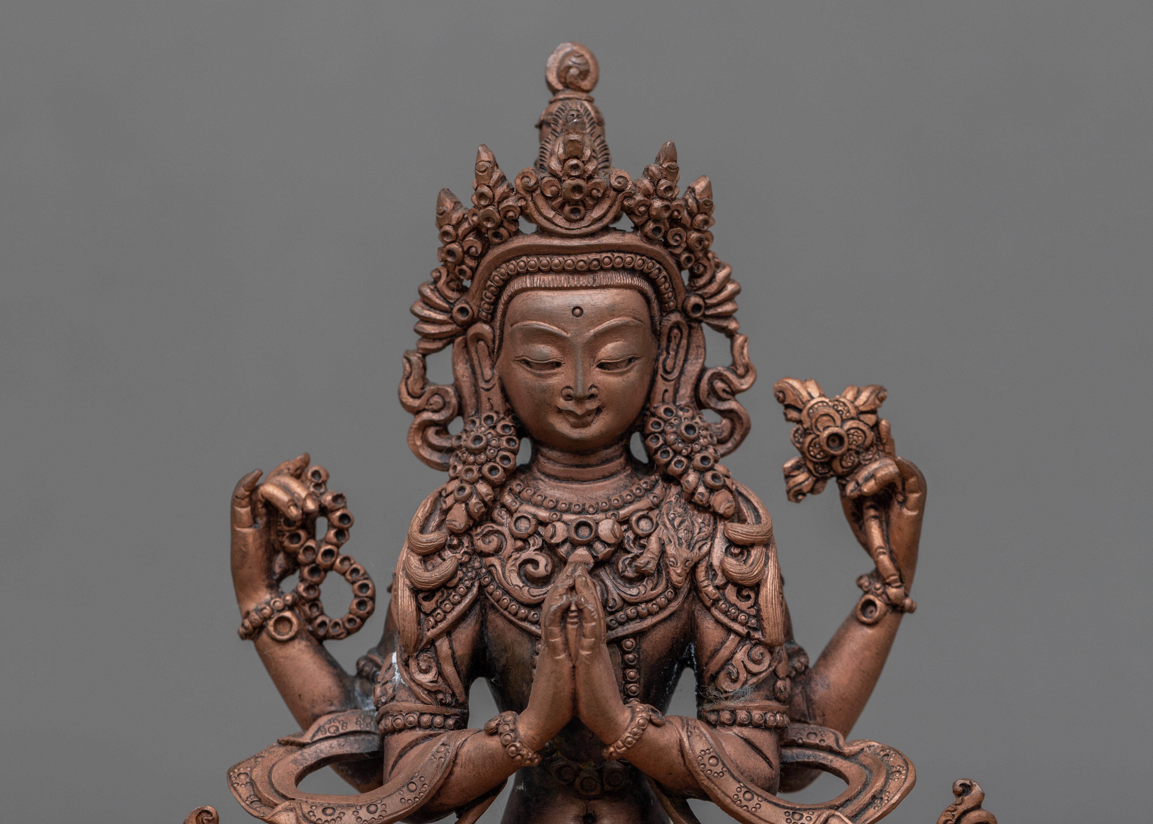Buddha Avalokiteshvara Statue | Traditional Carved Buddhist Art