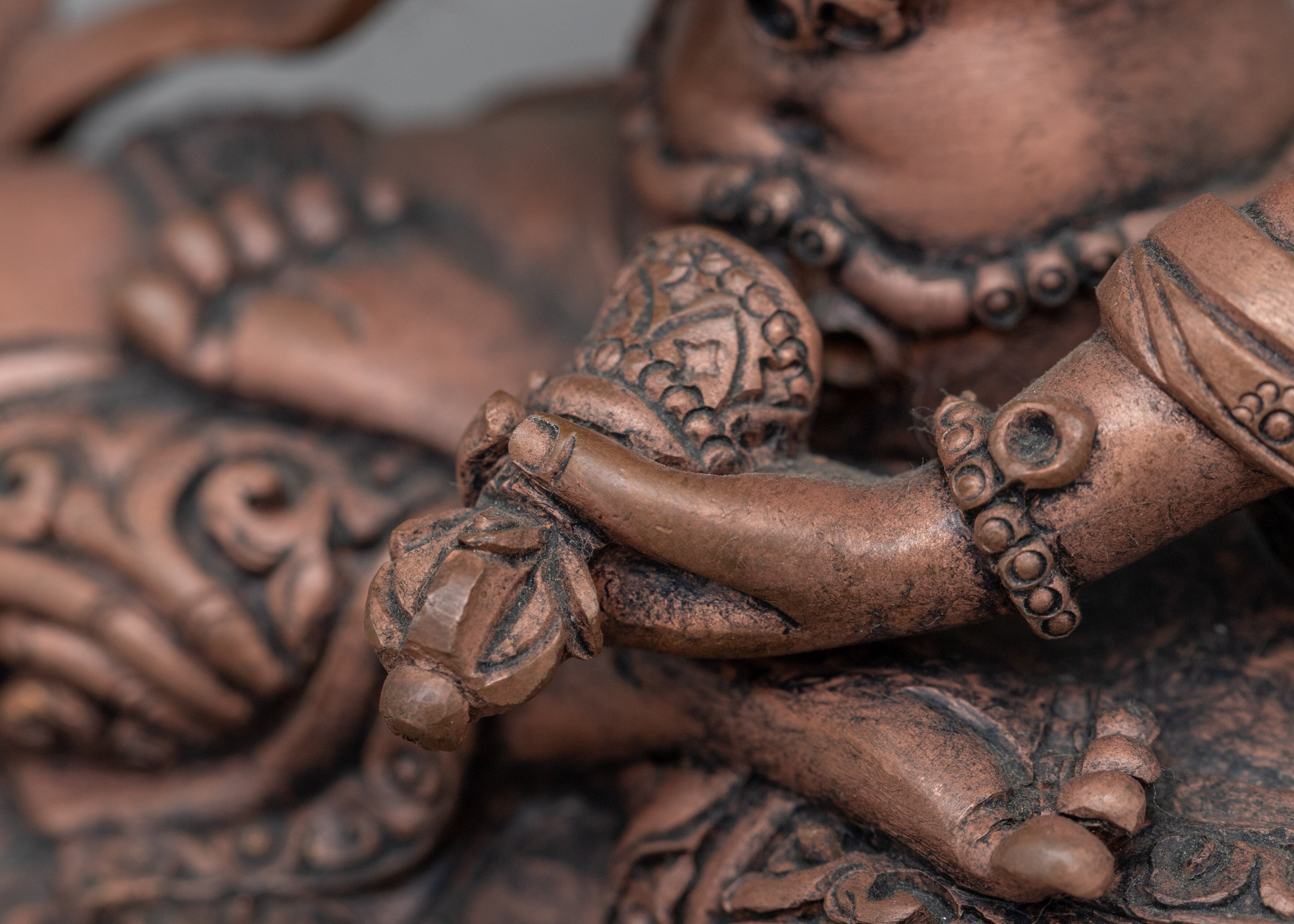 Vajrasattva Statue For Om Vajrasattva Hum Mantra Practice | Copper Body Artwork Of Buddhist Deity