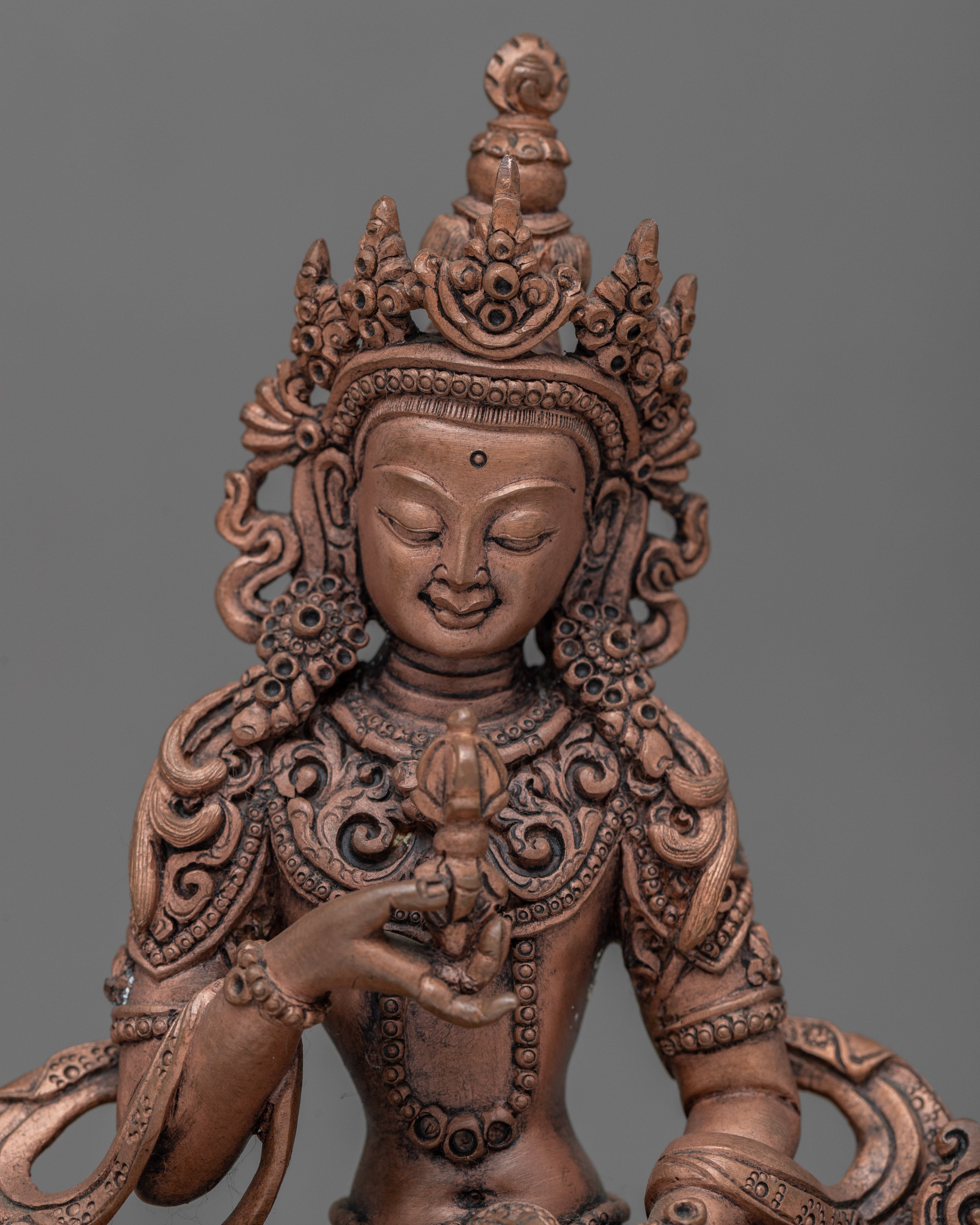 Vajrasattva Statue For Om Vajrasattva Hum Mantra Practice | Copper Body Artwork Of Buddhist Deity