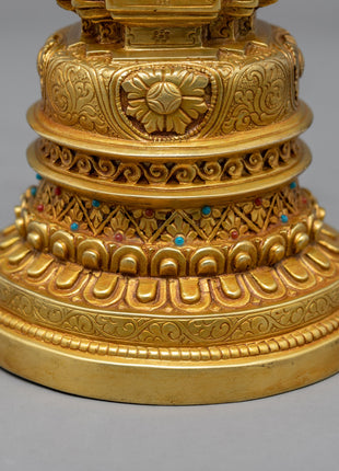 24K Gold Plated Stupa | Kadampa Style Stupa