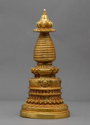 24K Gold Plated Stupa | Kadampa Style Stupa