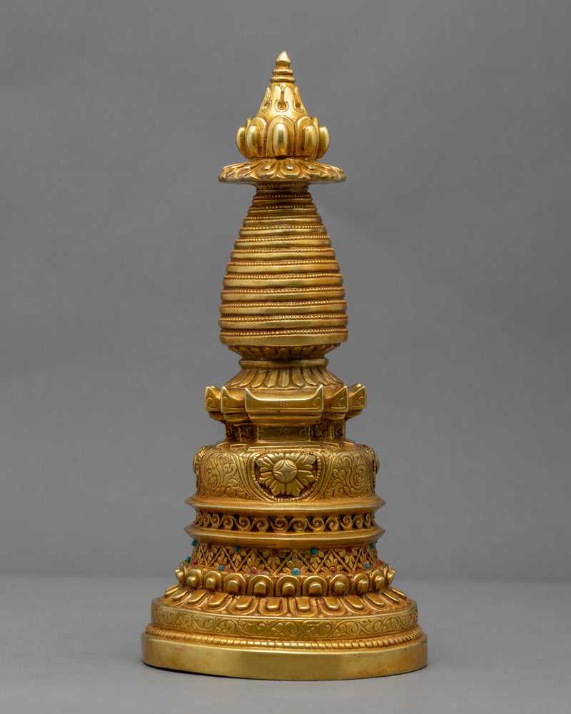 24K Gold Plated Stupa | Kadampa Style Stupa