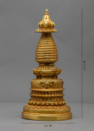 24K Gold Plated Stupa | Kadampa Style Stupa