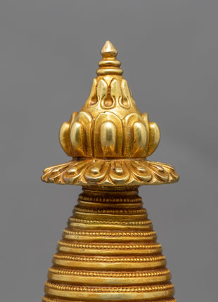 24K Gold Plated Stupa | Kadampa Style Stupa