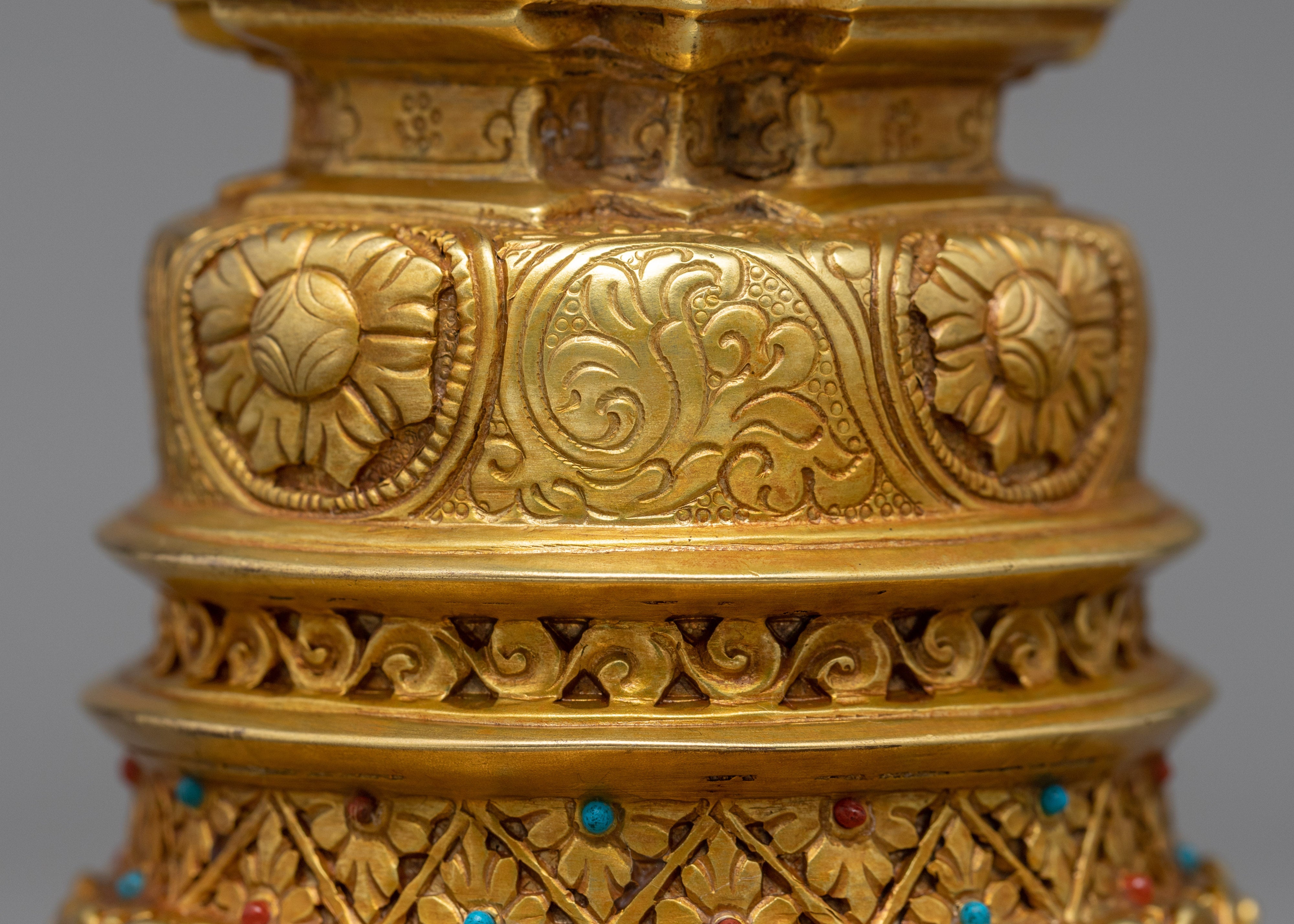 24K Gold Plated Stupa | Kadampa Style Stupa