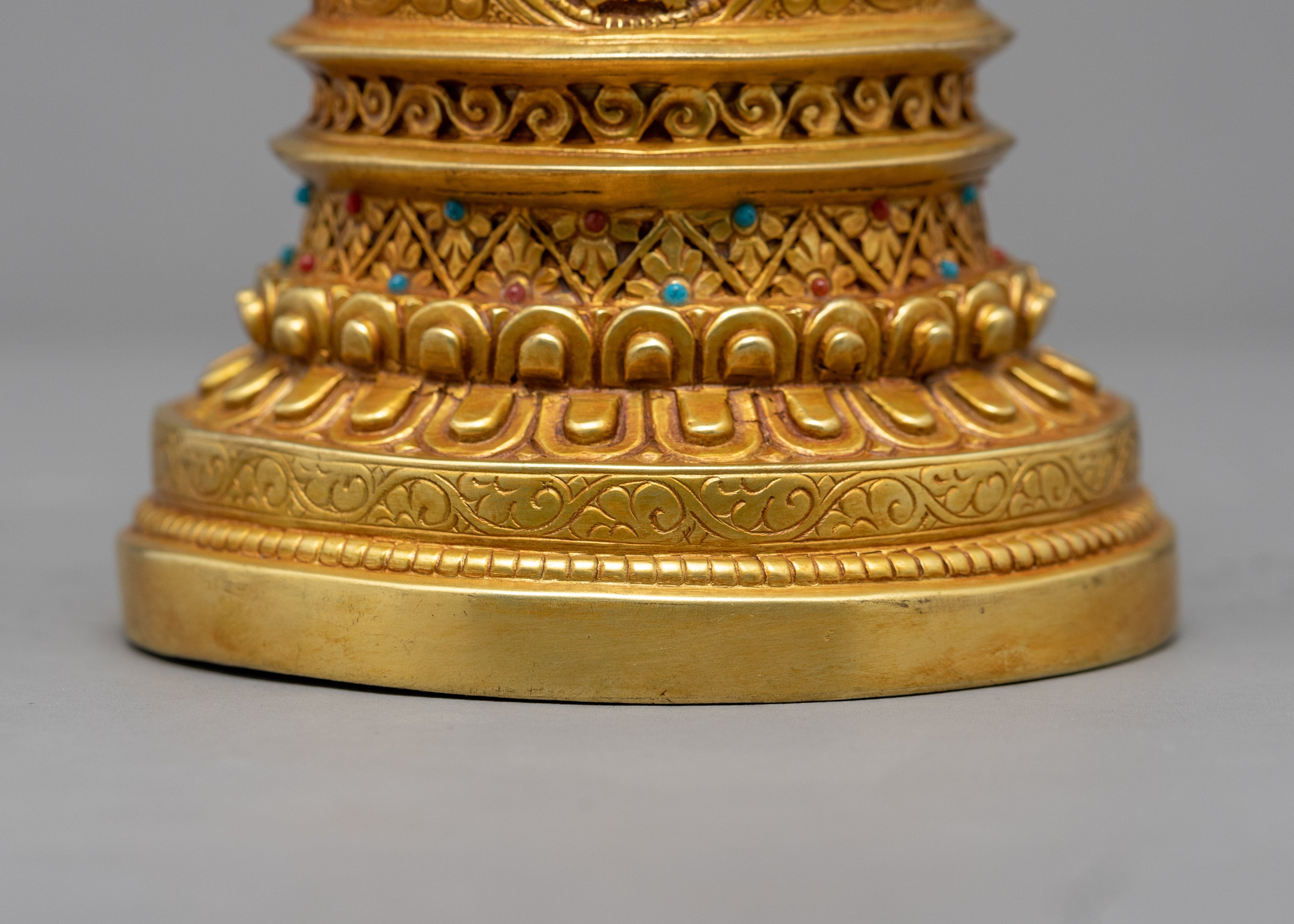 24K Gold Plated Stupa | Kadampa Style Stupa