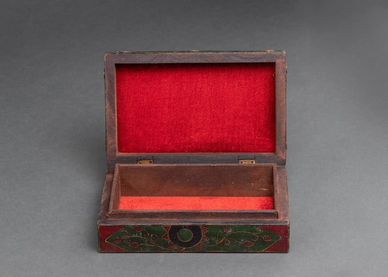Wood Treasure Box | Hand painted Tibetan box