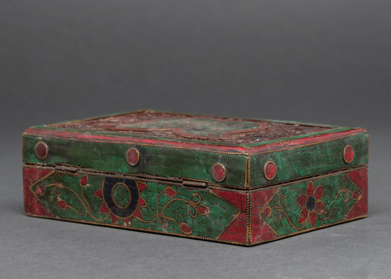 Wood Treasure Box | Hand painted Tibetan box