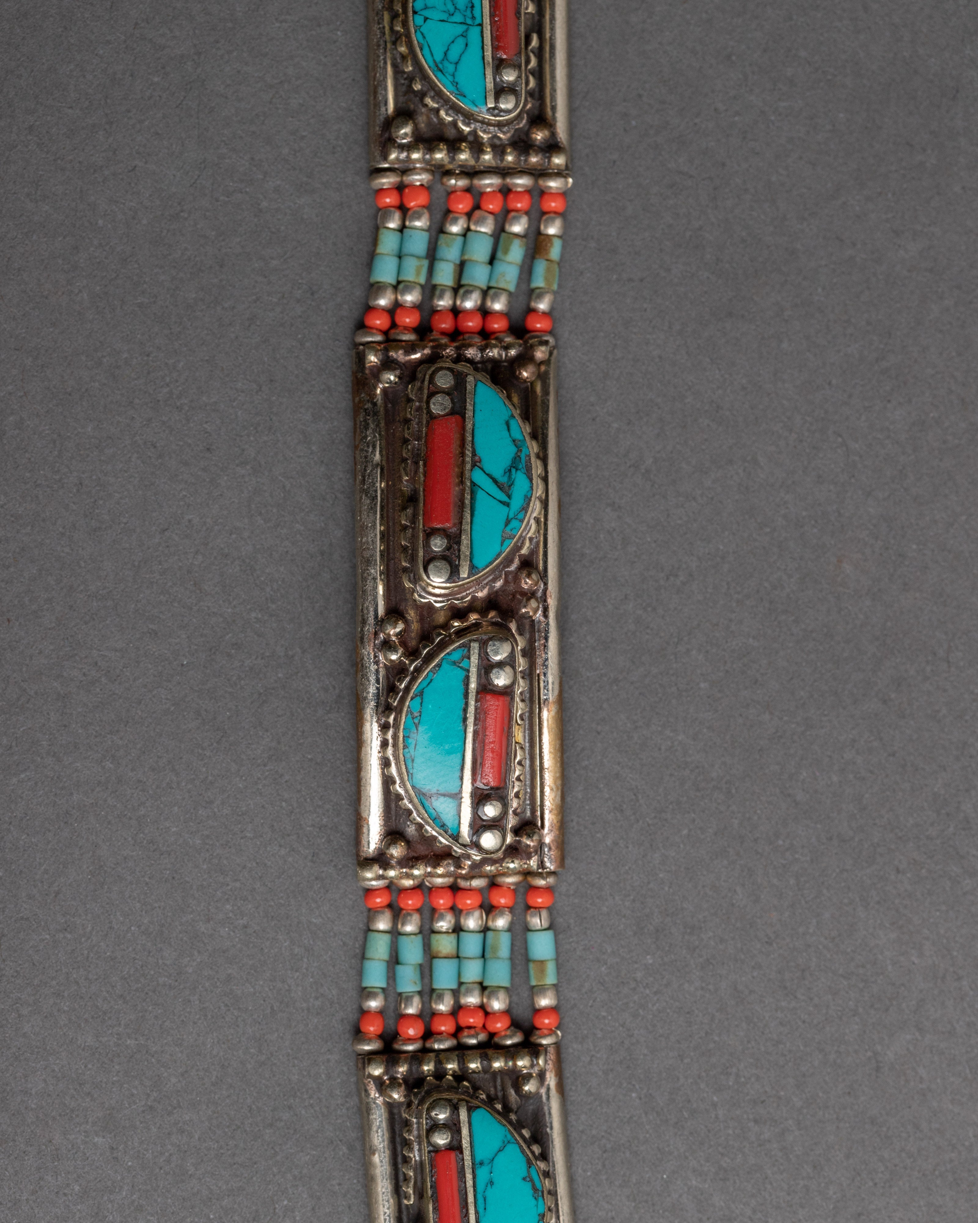 Tibetan Turquoise And Coral Bracelet | Himalayan Art