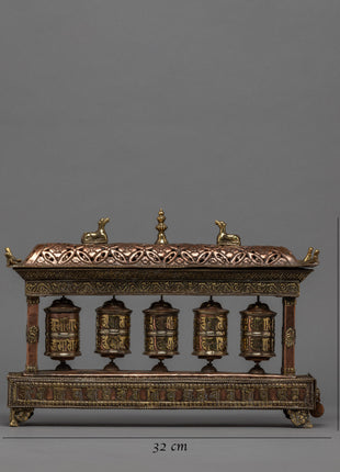 5 in 1 Prayer Wheel with Incense Burner | Mantra carfted Prayer Wheel