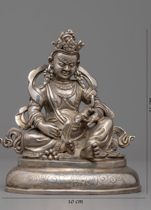 Silver Plated Dzambhala | Traditional Handmade Statue  | Home Decor
