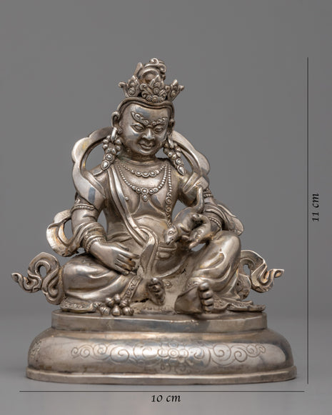 Silver Plated Dzambhala | Traditional Handmade Statue  | Home Decor