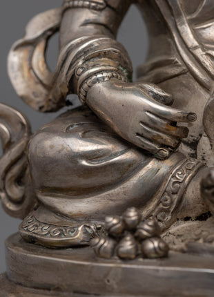 Silver Plated Dzambhala | Traditional Handmade Statue  | Home Decor