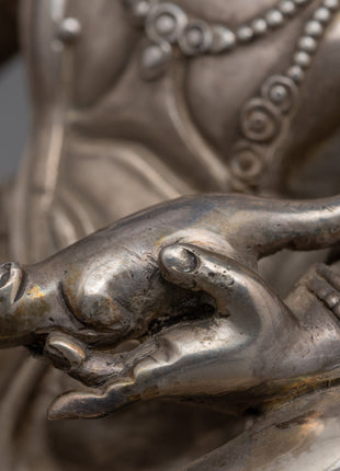 Silver Plated Dzambhala | Traditional Handmade Statue  | Home Decor