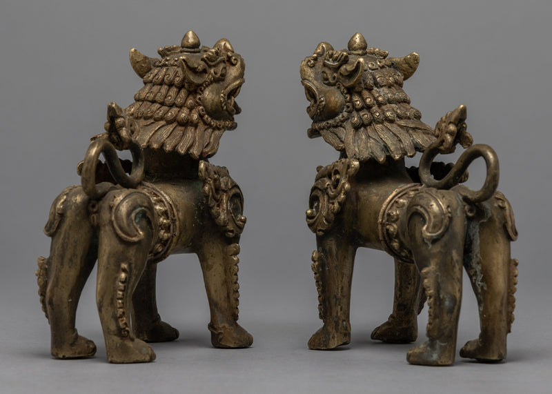 Handcrafted Traditional Lion Set | Tibetan Singa Set for Home Decor and Spiritual Gifts