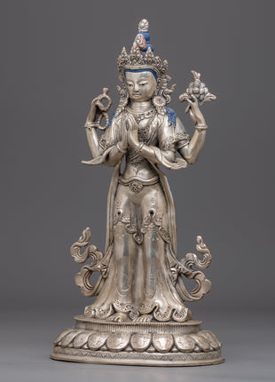 Standing Chenrezig Meditation Practice Statue | Bodhisattva Avalokiteshvara Handicraft