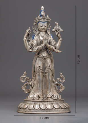 Standing Chenrezig Meditation Practice Statue | Bodhisattva Avalokiteshvara Handicraft