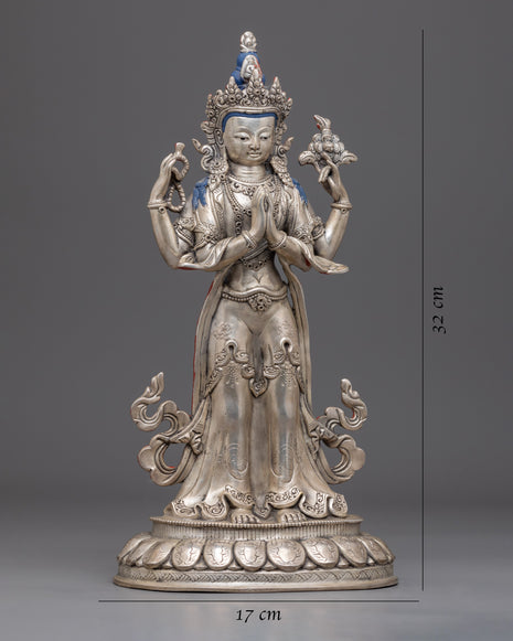 Standing Chenrezig Meditation Practice Statue | Bodhisattva Avalokiteshvara Handicraft