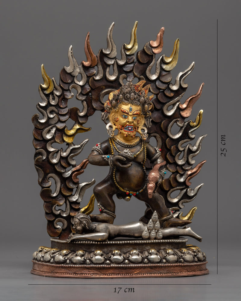 Oxidized Copper Black Dzambhala Statue | Wrathful Deity of Wealth Art