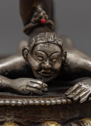 Oxidized Copper Black Dzambhala Statue | Wrathful Deity of Wealth Art