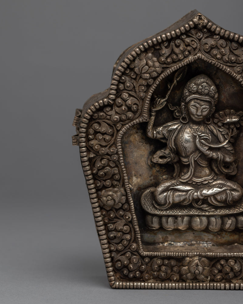 Tibetan Ghau Design For Home Decor | Silver Plated Box