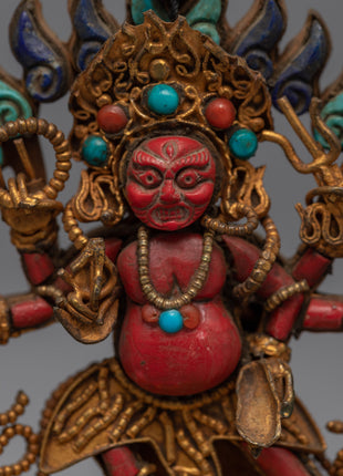 Six Armed Mahakala Statue | Traditional Buddhist Art