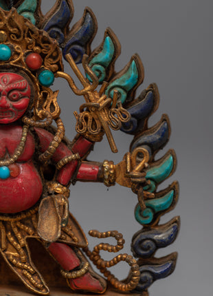 Six Armed Mahakala Statue | Traditional Buddhist Art