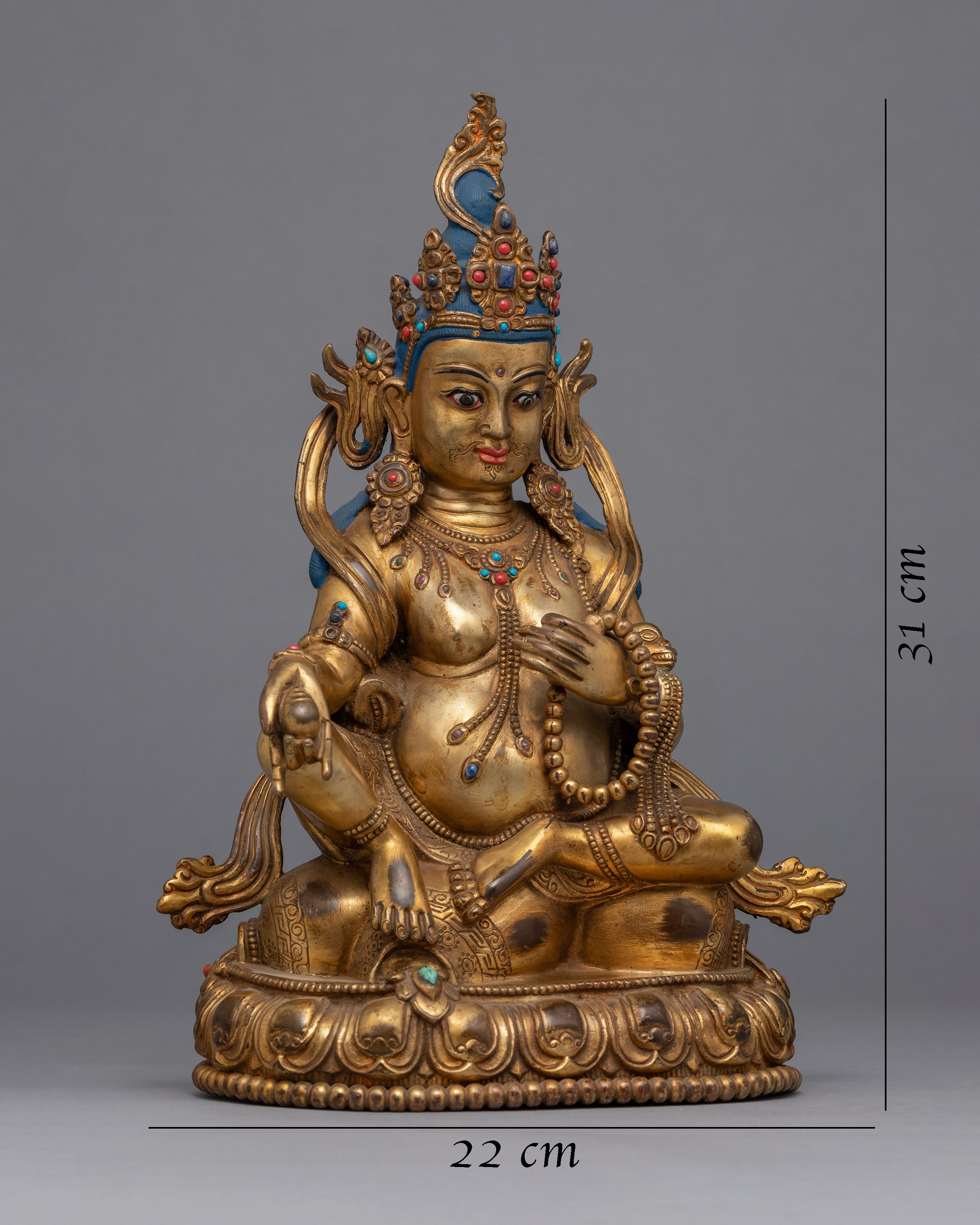 Gold plated Jambhala Statue | Traditional Handcrafted Buddhist Art