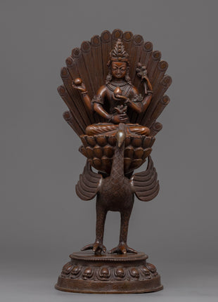 Traditional Copper Statue For Mahamayuri Mantra Practice 