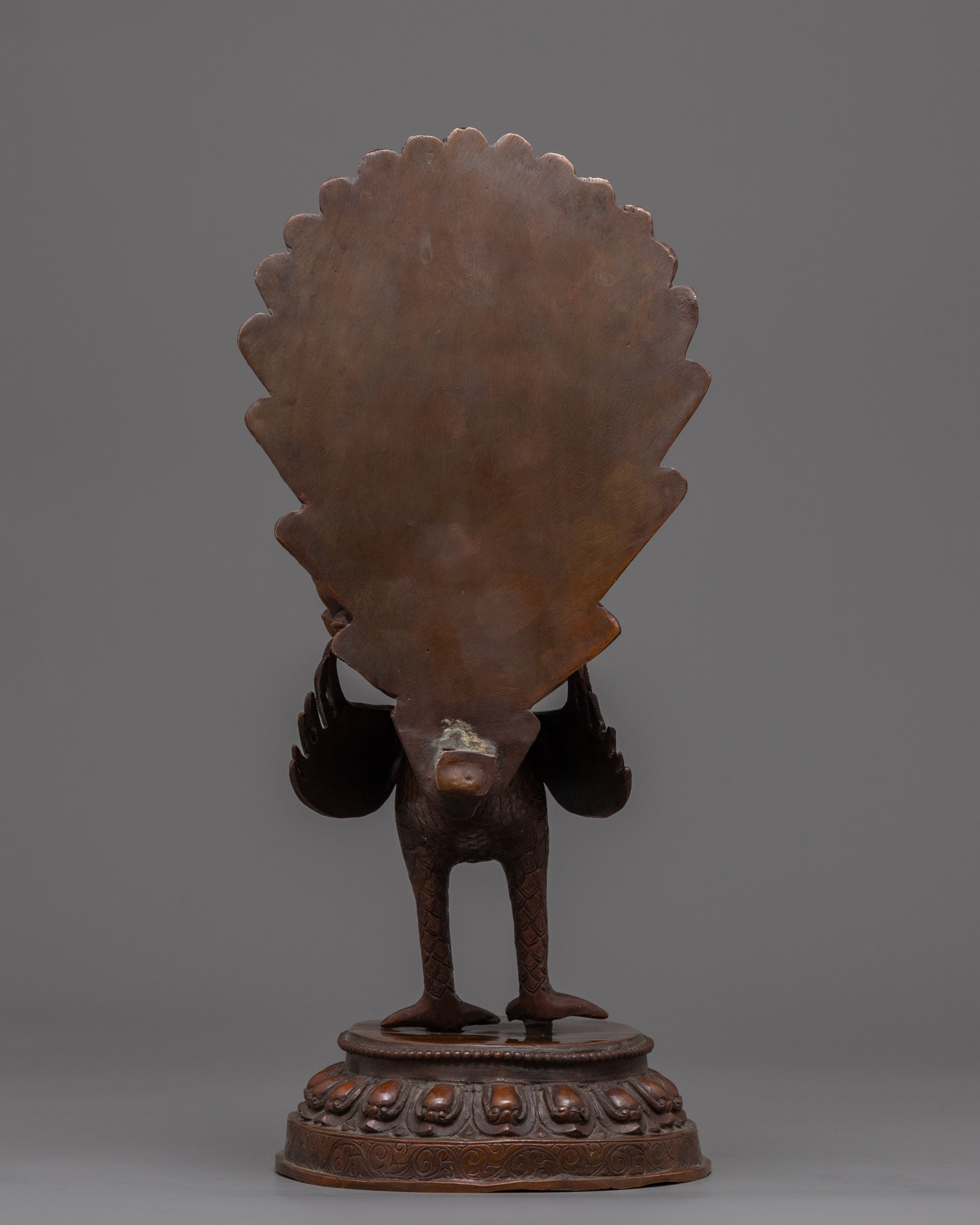 Traditional Copper Statue For Mahamayuri Mantra Practice | Tibetan Great Peacock Goddess Art