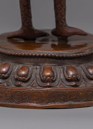 Traditional Copper Statue For Mahamayuri Mantra Practice | Tibetan Great Peacock Goddess Art