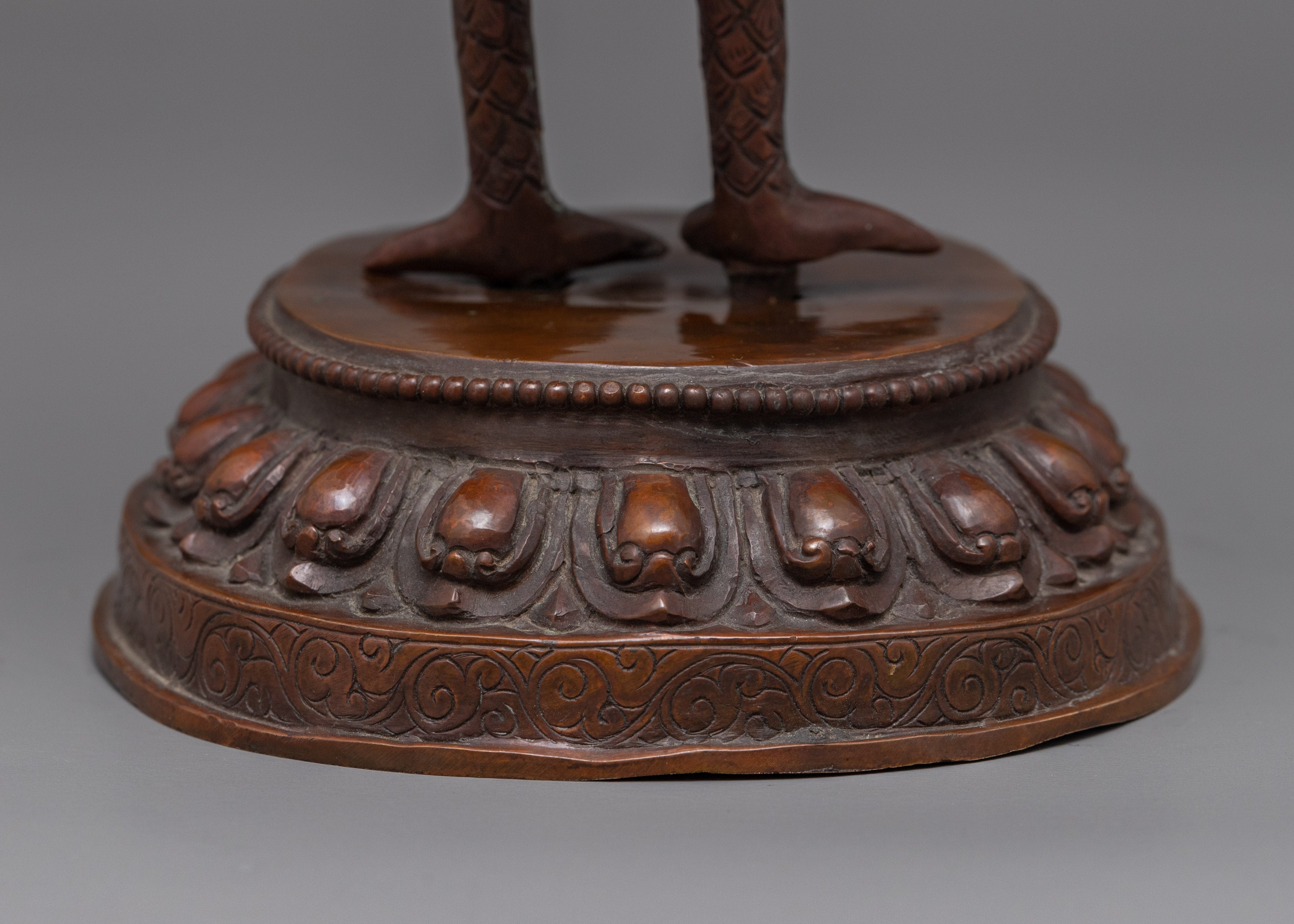 Traditional Copper Statue For Mahamayuri Mantra Practice | Tibetan Great Peacock Goddess Art