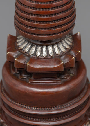Silver Plated Stupa | Himalayan Art