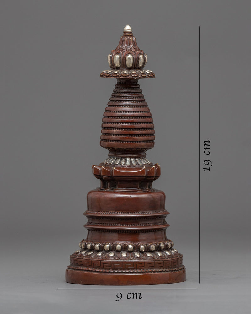 Silver Plated Stupa | Himalayan Art